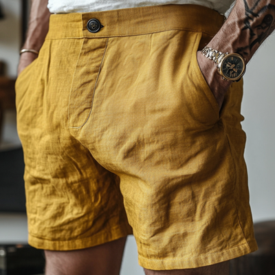 Men's Casual Comfortable Breathable Cotton Linen Suit Shorts MTA3161C5M
