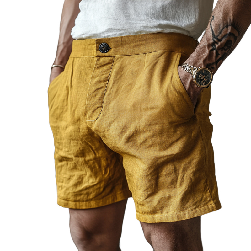 Men's Casual Comfortable Breathable Cotton Linen Suit Shorts MTA3161C5M