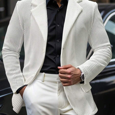 Men's Textured Casual Solid Color Blazer MTA1001D1X