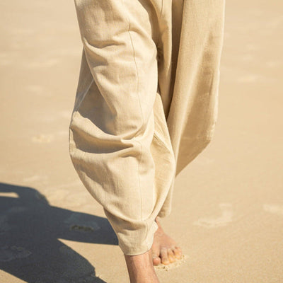 Men's Cotton And Linen Solid Color Casual Loose Pants MTA1100D6X