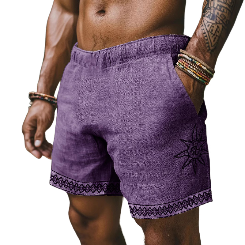 Men's Printed Casual Elastic Waist Shorts MTA1107D6X