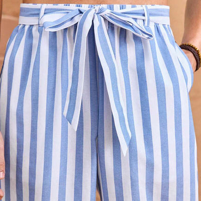 Men's Casual Striped Loose Cotton and Linen Casual Pants MTA2376D6X