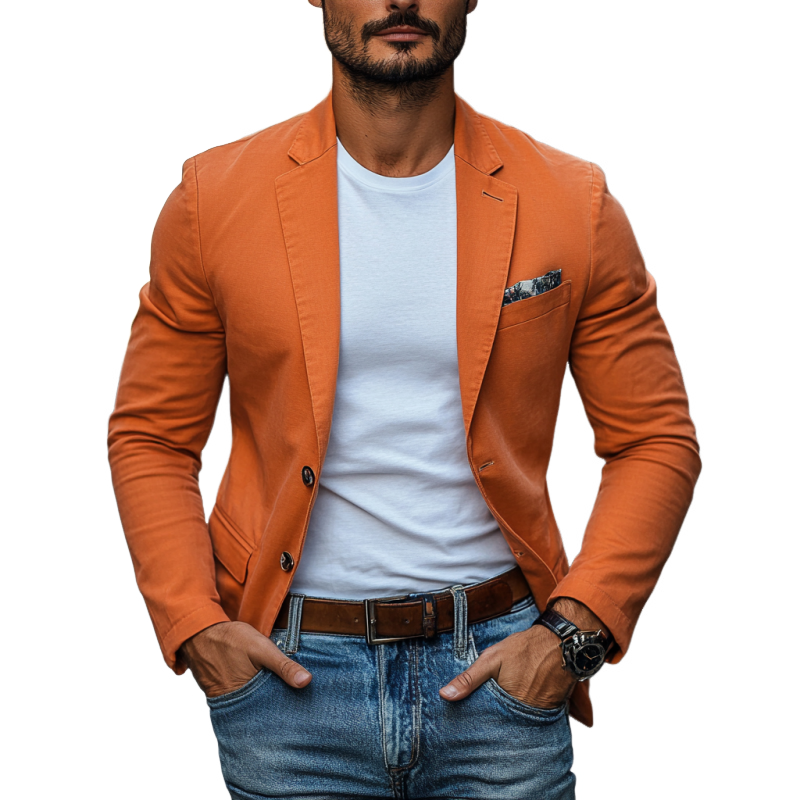 Men's Casual Breathable Cotton Notched Lapel Single Breasted Slim Fit Blazer  MTA2317D1M
