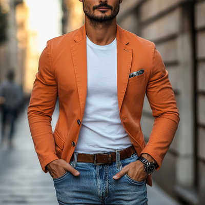 Men's Casual Breathable Cotton Notched Lapel Single Breasted Slim Fit Blazer  MTA2317D1M