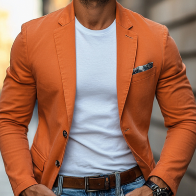 Men's Casual Breathable Cotton Notched Lapel Single Breasted Slim Fit Blazer  MTA2317D1M