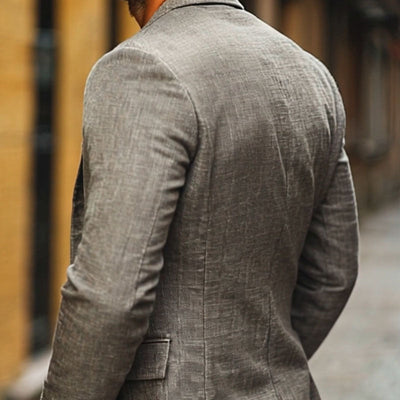 Men's Slim-Fit Casual Cotton Linen Blazer with Notch Lapel - Style 34577242M