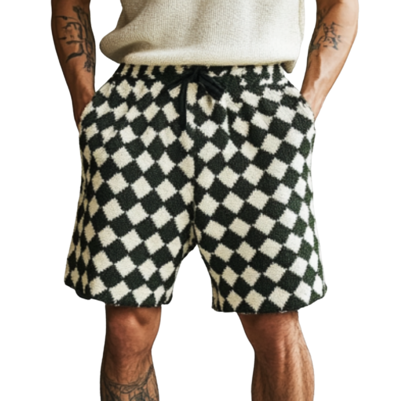 Men's Casual Diamond Jacquard Knit Elastic Waist Shorts MTA1279D5M