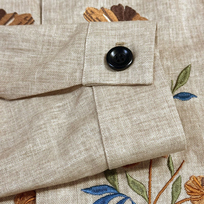 Men's Slim Fit Casual Linen Jacket with Embroidered Stand Collar - Style 48687422M
