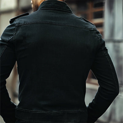 Men's Retro Stand Collar Denim Jacket - Style 75697045X