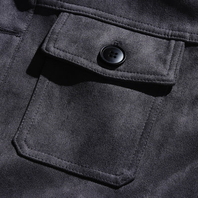 Men's Retro Suede Single-Breasted Stand Collar Jacket - Style 65731063Y