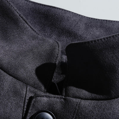 Men's Retro Suede Single-Breasted Stand Collar Jacket - Style 65731063Y