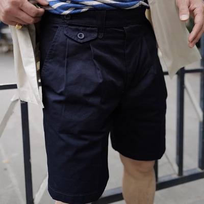 Men's Fashion Solid Straight Mid Waist Suit Shorts MTA1385E5Z