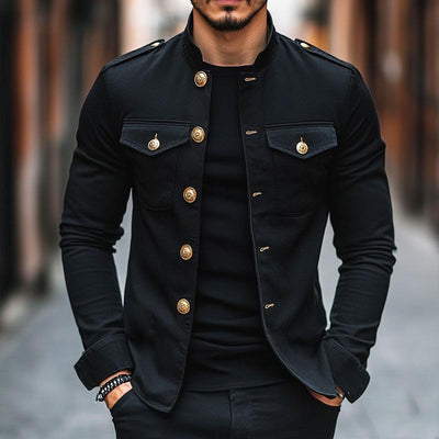 Men's Retro Casual Solid Lapel Button Jacket - Style 85705875TO