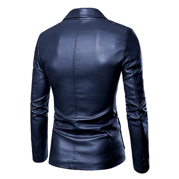 Men's Vintage Lapel Two Button Single Breasted Slim Fit PU Blazer 32344449M