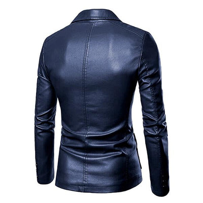 Men's Vintage Lapel Two Button Single Breasted Slim Fit PU Blazer 32344449M