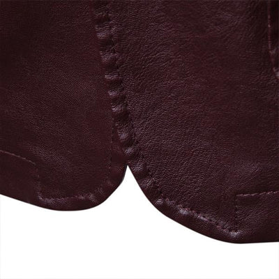 Men's Vintage Lapel Two Button Single Breasted Slim Fit PU Blazer 32344449M