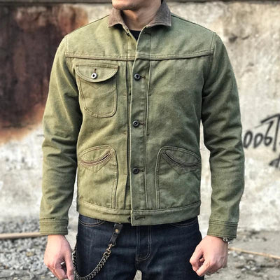 Men's Retro Motorcycle Lapel Single Breasted Jacket 80553280Z