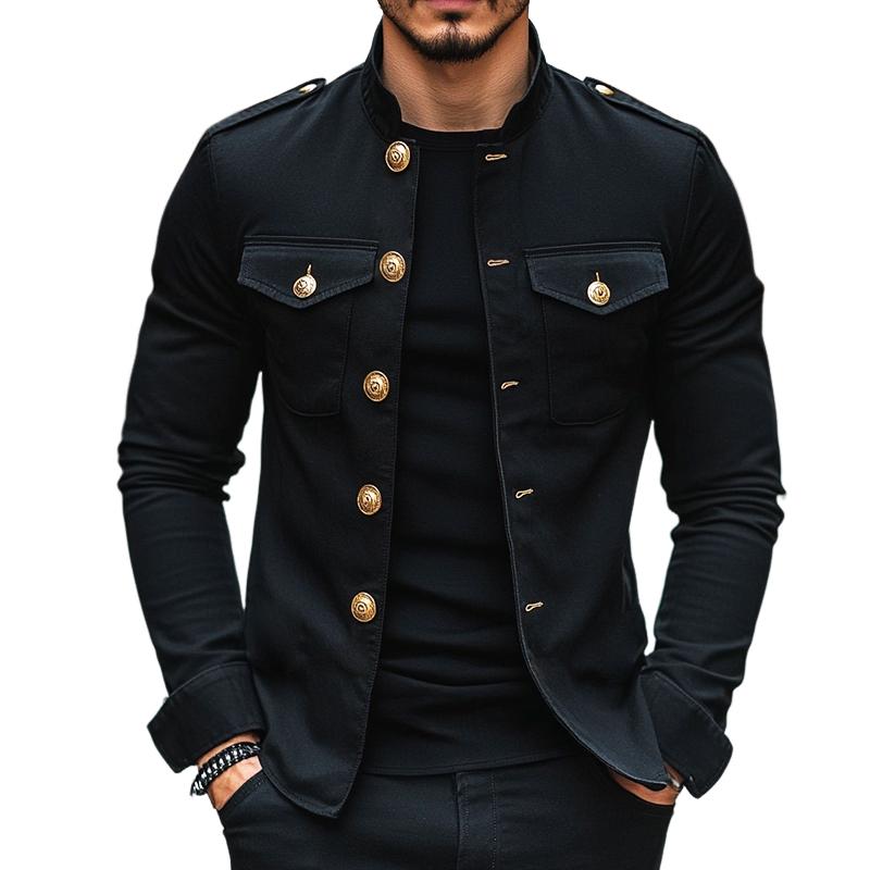Men's Retro Casual Solid Lapel Button Jacket - Style 85705875TO